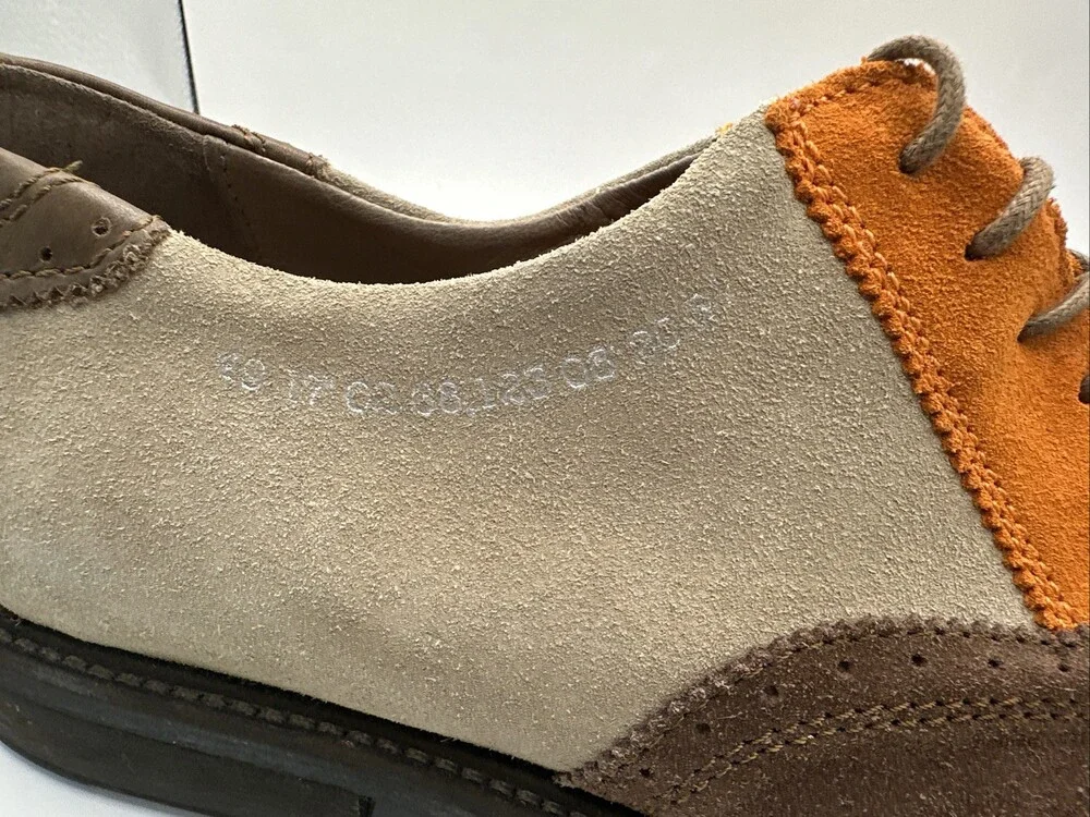 John Fluevog Welles Men's Dress Shoes Sz 12 Orange & Brown *Discontinued Style*